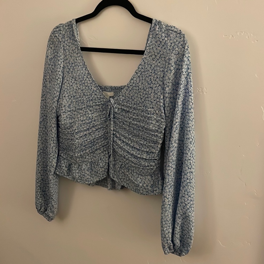 Blue floral blouse